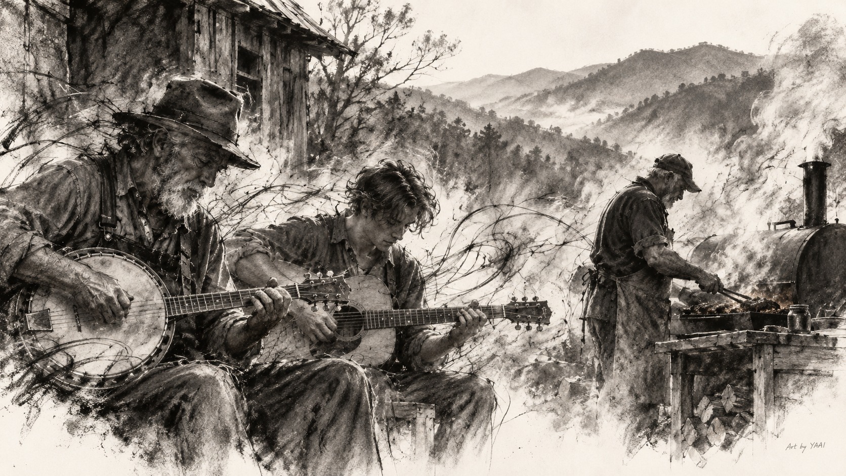 Charcoal illustration signed Art by YAAI